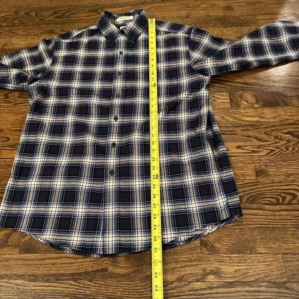 L.L. Bean Flannel Shirt‎ Mens M Blue Plaid Traditional Fit Button Down LS - Picture 3 of 5